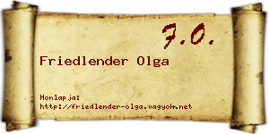 Friedlender Olga névjegykártya